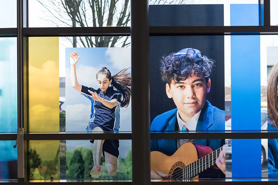 JFS School student photography for welcome window wall art