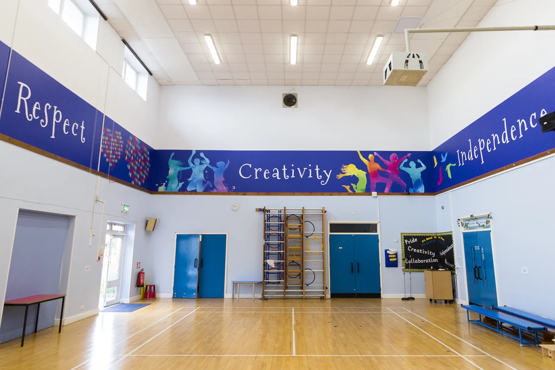 Northumberland Heath Primary School hall values feature wall art