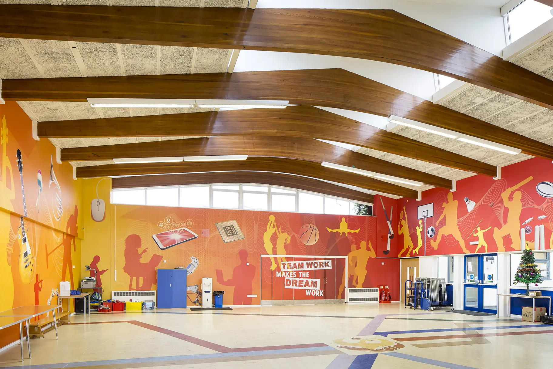 Phoenix Primary School musical themed bespoke hall wrap wall art
