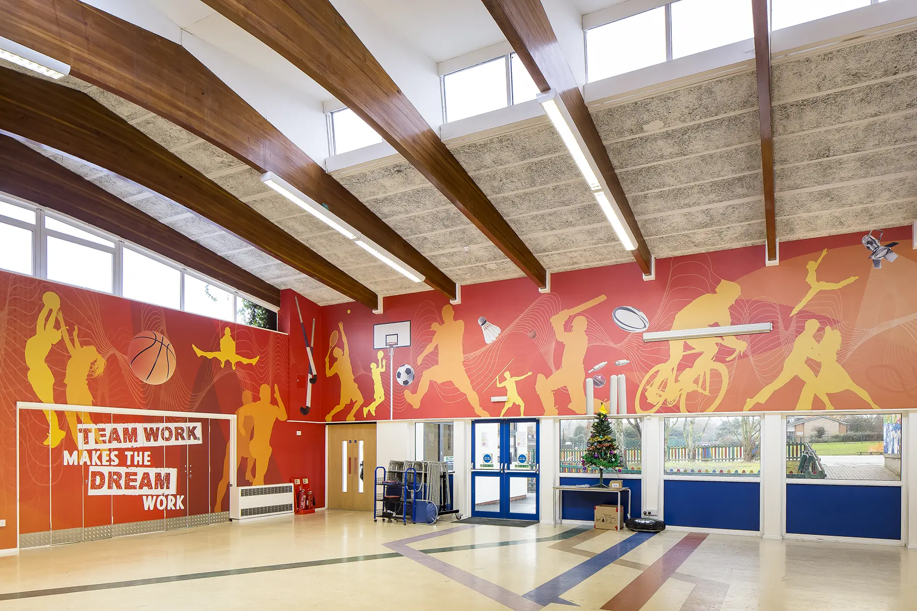 Phoenix Primary School musical themed bespoke hall wrap wall art