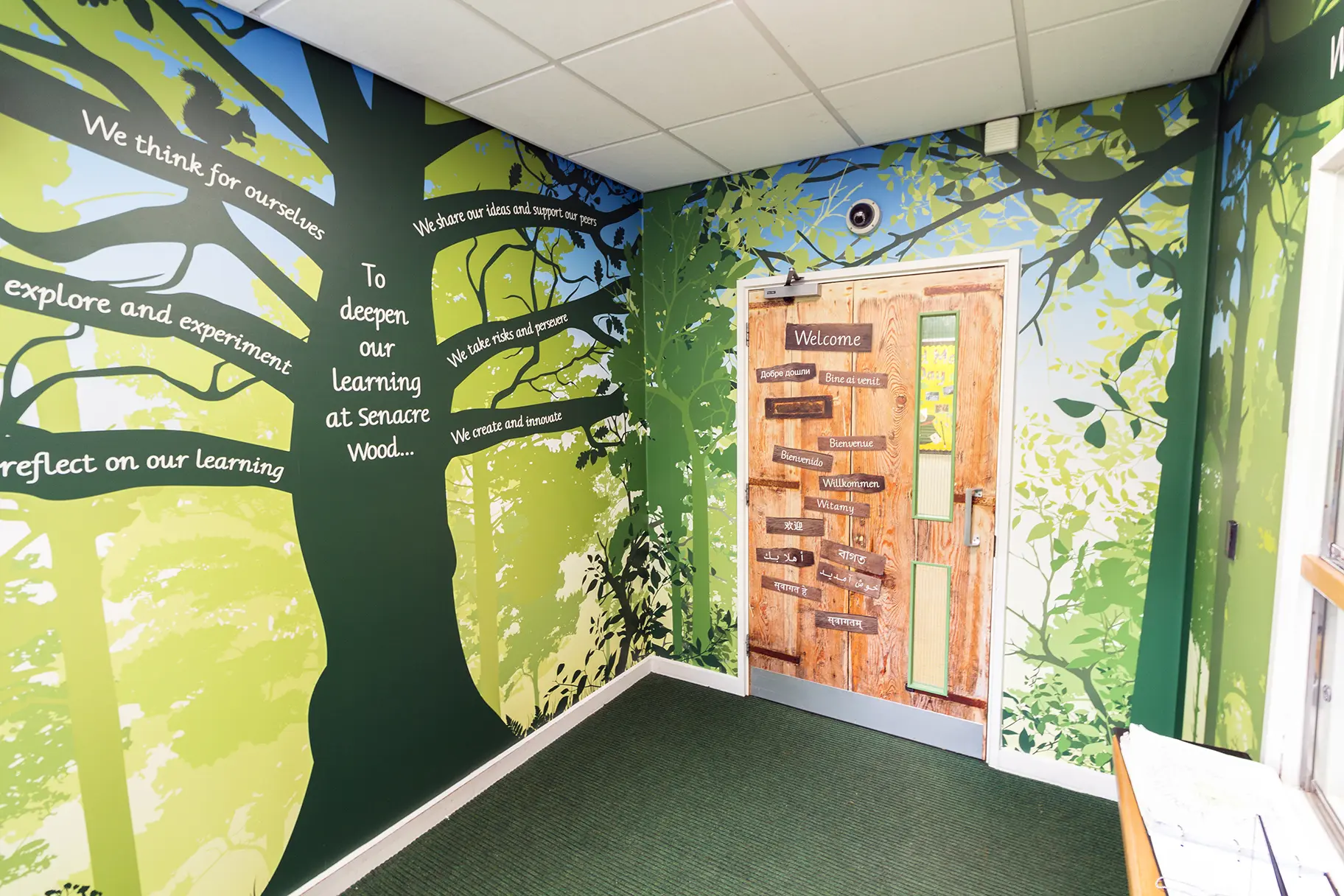 Senacre Wood Primary School logo design reception wall art