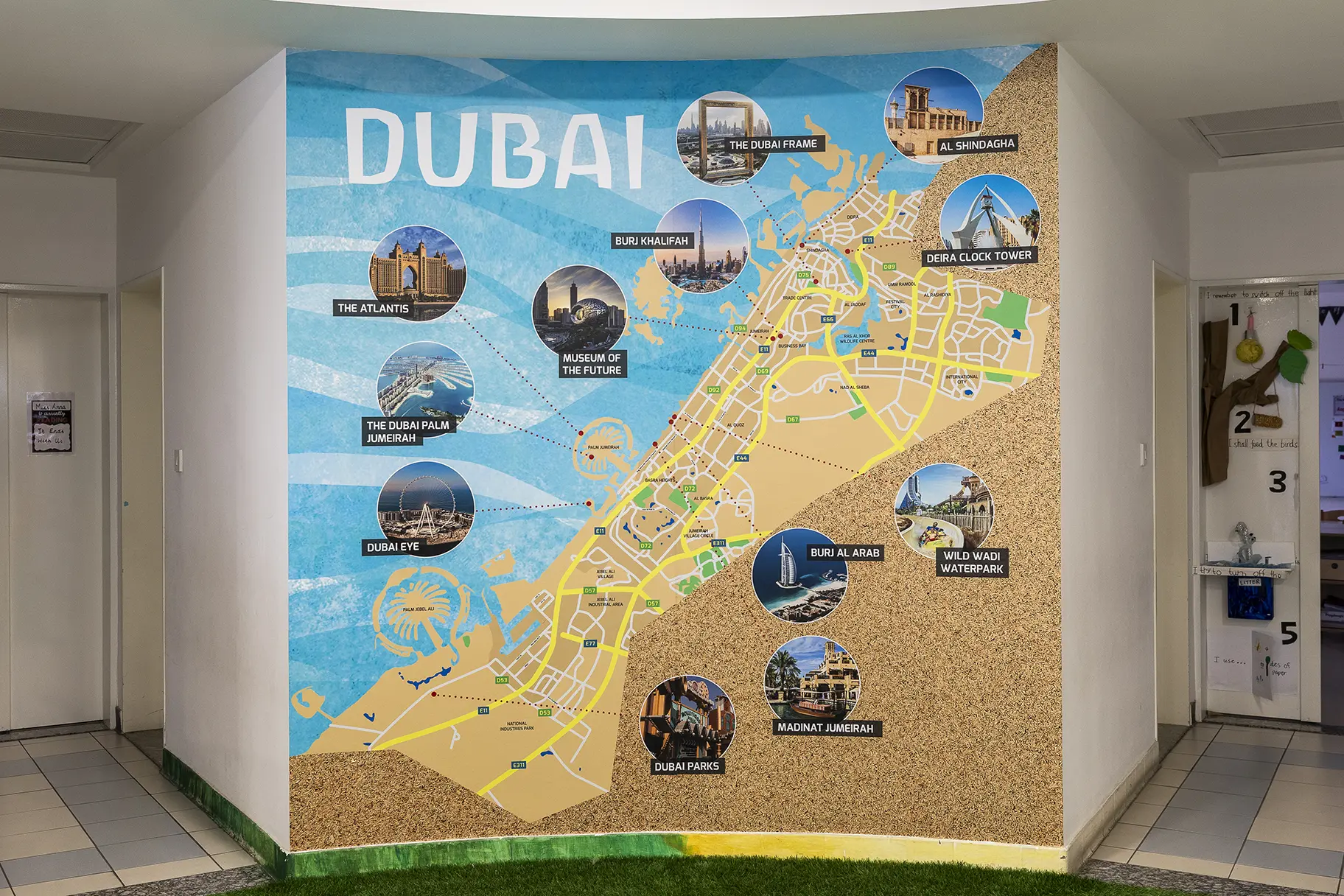 English College Dubai wall art dubai map