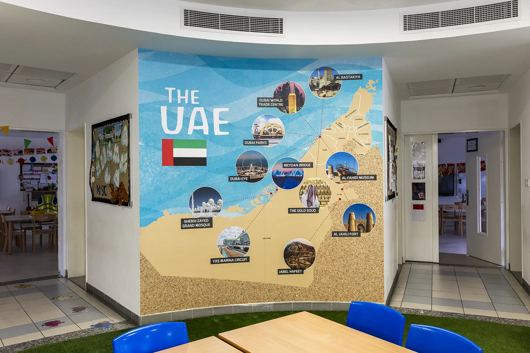 English College Dubai wall art UAE map